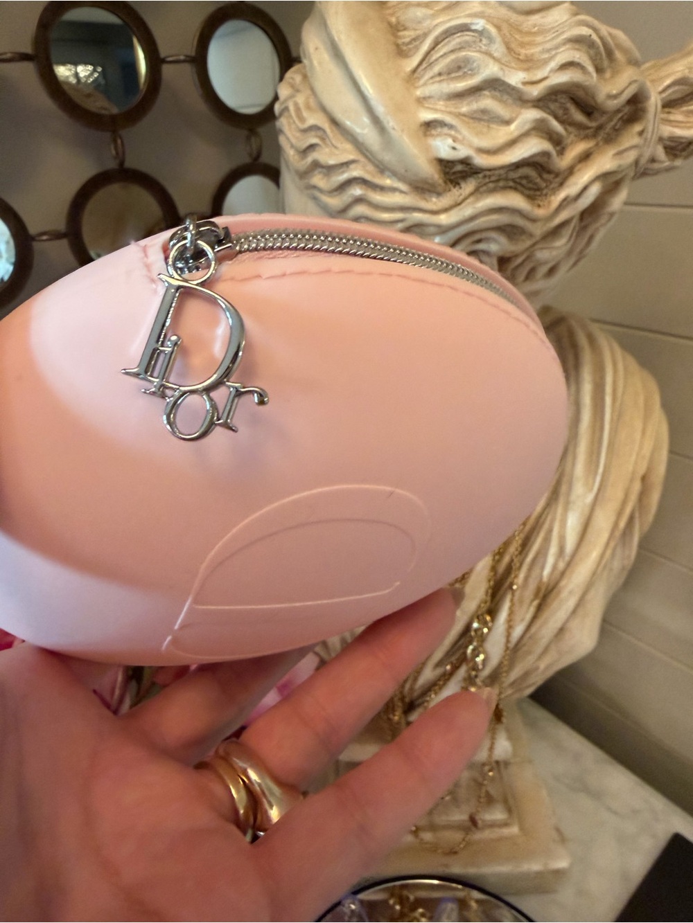 Dior Parfum Pink Round Luxury Silicon beauty case, Lippy, powder sponges, dusty - Picture 11 of 16